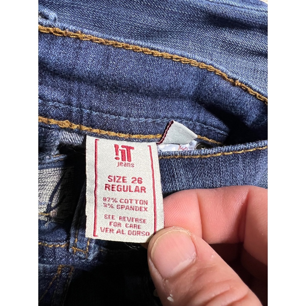 IT‎ Jeans Hottie Flare Jeans Womens 26 Blue Excellent Dark Wash Wide Leg Stretch - Picture 3 of 9